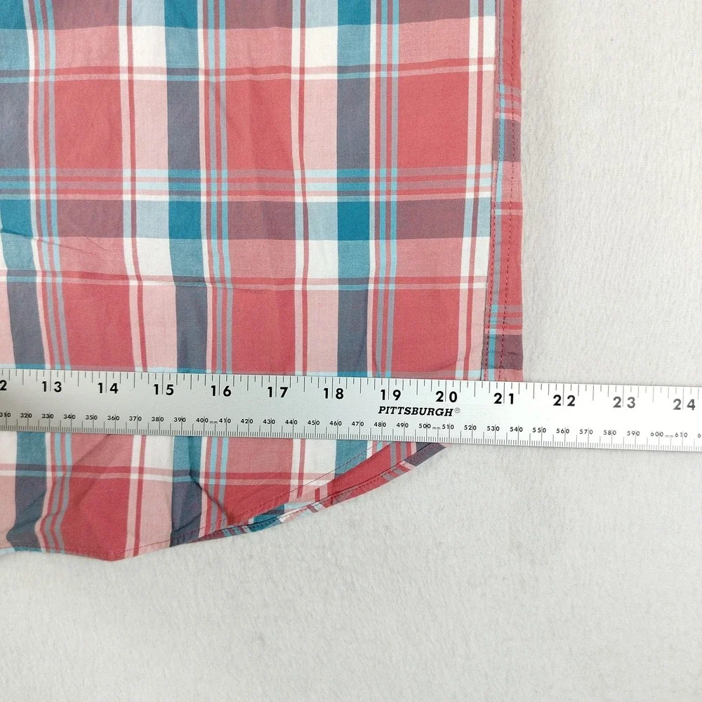 J Crew Shirt Mens Medium Red Blue Plaid‎ Classic Flex Washed Button Down Casual